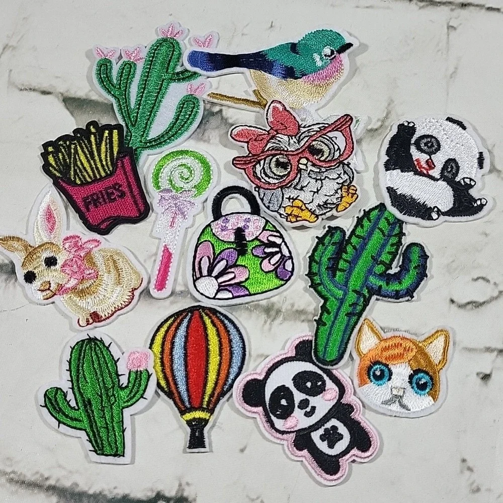 Iron-On‎ Patches Sewing Craft Embellishment Lot Cute Critters Cactus Pandas